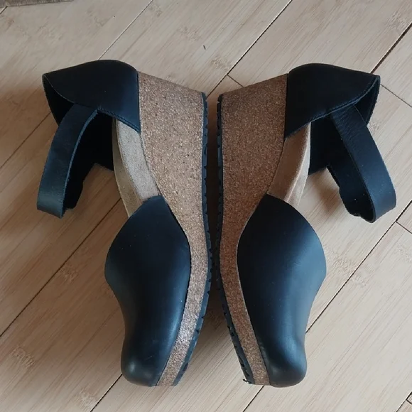 Papillio Black Leather Wedge Mules - Picture 11 of 15